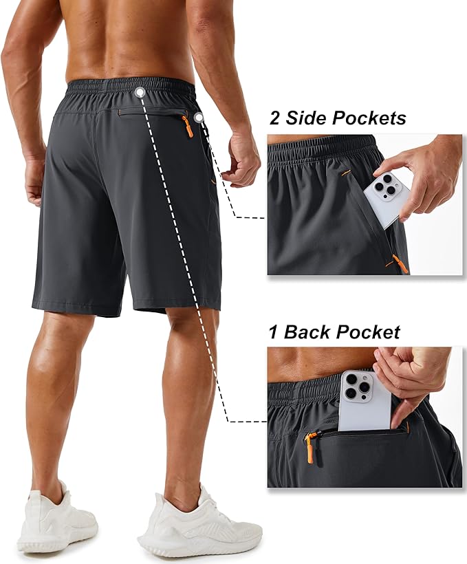 TACVASEN Men's Running Athletic Shorts 9" Quick Dry Workout Gym Shorts Lightweight Summer Shorts 3