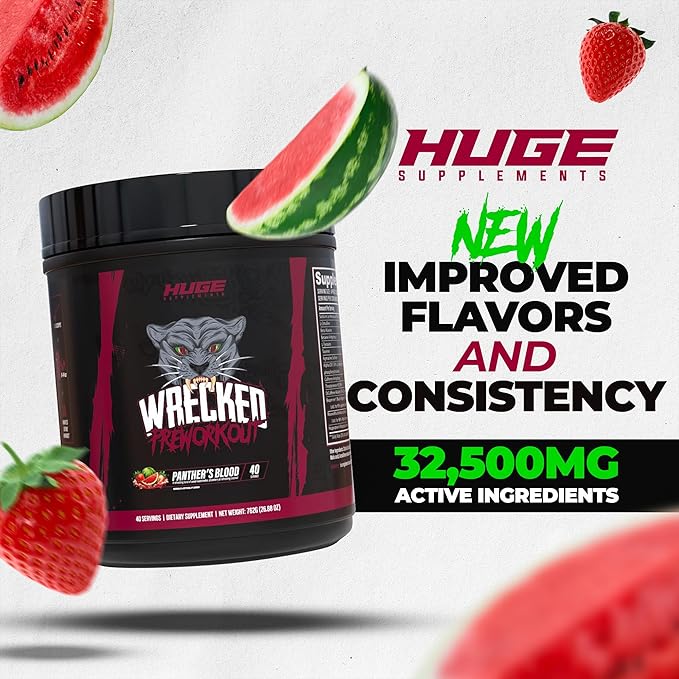Wrecked Pre Workout, Advanced Formula, Boosts Energy, Focus, Pumps & Performance, 10g L-Citrulline