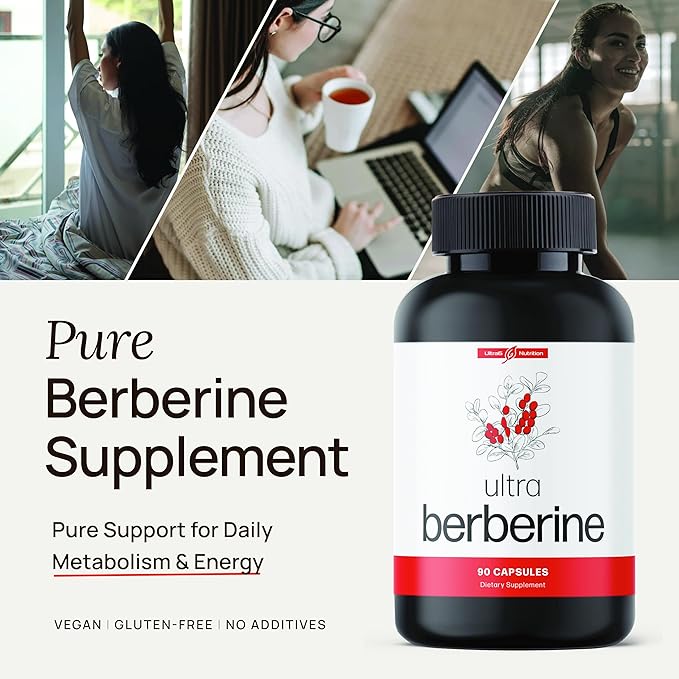Ultra Berberine Supplement Capsules 600mg (1200mg to 1800mg Daily) – Pure Berberine HCL Supplement