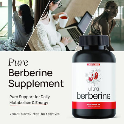 Ultra Berberine Supplement Capsules 600mg (1200mg to 1800mg Daily) – Pure Berberine HCL Supplement