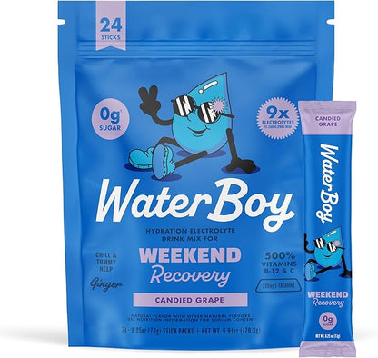 Waterboy Weekend Recovery | 3,187mg Electrolyte Powder Packets | Ginger + L-Theanine + Vitamins |
