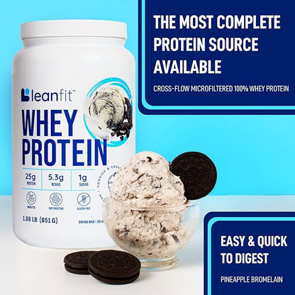 LeanFit WHEY Protein Cookies & Cream - 100% Whey Protein Powder, 25g Protein Per Serving