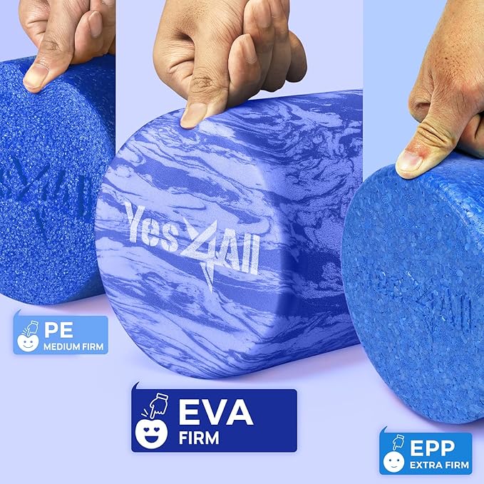 Yes4All EVA Firm Foam Roller for Back - Round Back Roller for Exercise, Yoga & Pilates 12/18/24/36