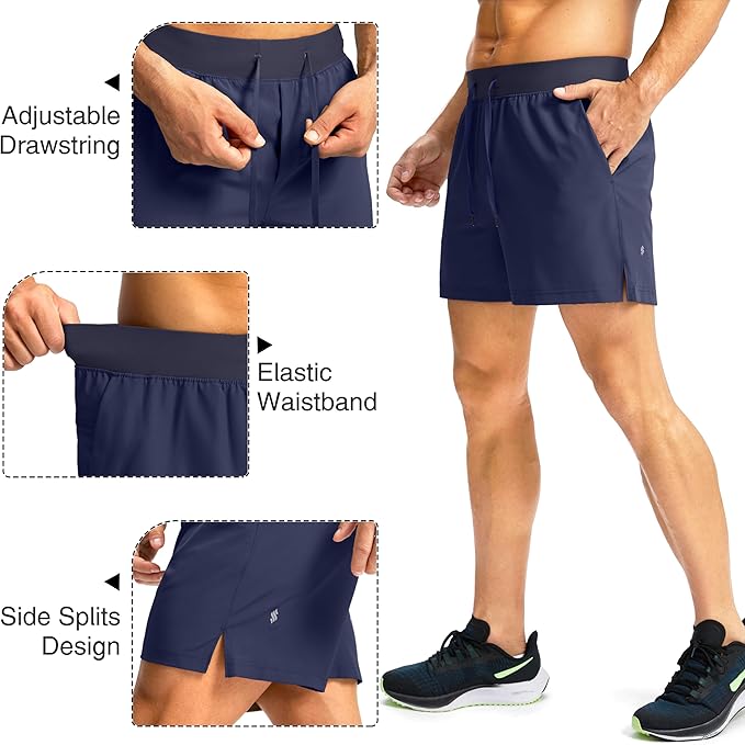 Men's Running Shorts with Zipper Pockets 9 Inch/ 7 Inch / 5 Inch Lightweight Quick Dry Gym Workout