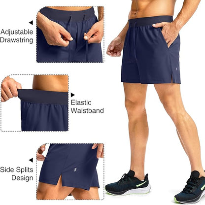 Men's Running Shorts with Zipper Pockets 9 Inch/ 7 Inch / 5 Inch Lightweight Quick Dry Gym Workout