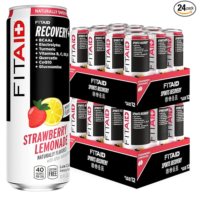 LIFEAID FITAID Post Workout Recovery Drink, Strawberry Lemonade, BCAAs, Glucosamine, Electrolytes