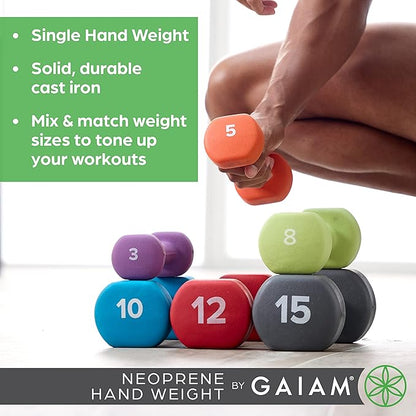 Gaiam Dumbbell Hand Weight (Sold in Singles) - Neoprene Coated Exercise & Fitness Dumbbell for Home