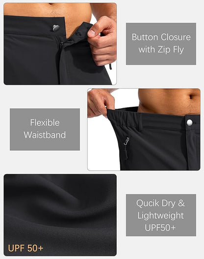 Pudolla Men's Hiking Cargo Shorts 9" Lightweight Outdoor Work Shorts for Men Travel Golf Camping