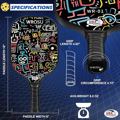 Carbon Fiber Pickleball Paddles Set of 4 or 2 Rackets,USAPA Approved Carbon Fiber Surface Pickle