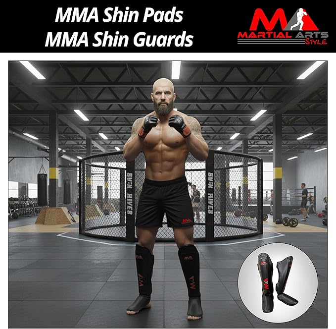 Muay Thai Shin Guards, Shin Pad for Martial Arts, Kick Boxing Leg Instep Protection Pads for