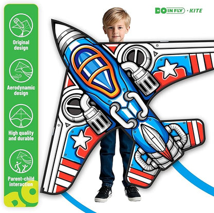 Kite for Ages 8-12, Easy to Fly and Assemble Fighter Plane Kites for Beginner, Single Line String