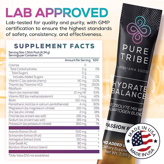 Electrolytes Powder Packets - Sugar Free Hydration Powder Drink Mix Loaded with 6 B Vitamins &