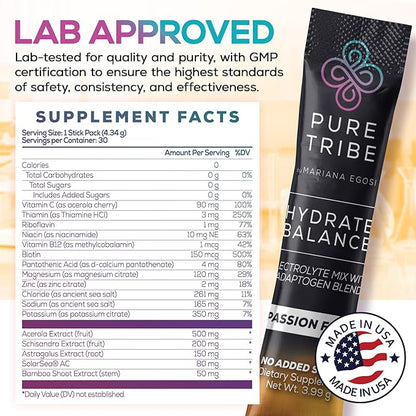 Electrolytes Powder Packets - Sugar Free Hydration Powder Drink Mix Loaded with 6 B Vitamins &