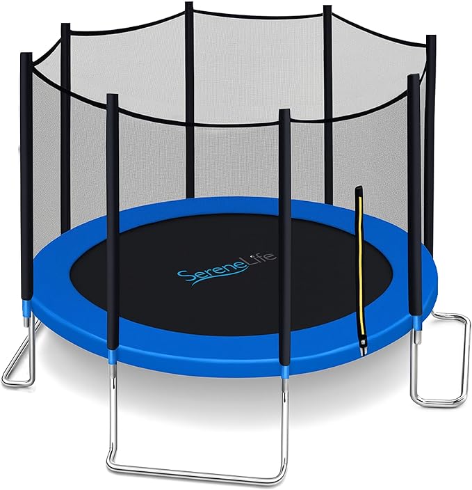SereneLife 8FT 10FT 12FT 14FT Outdoor Trampoline for Kids and Adults – ASTM Certified Heavy-Duty