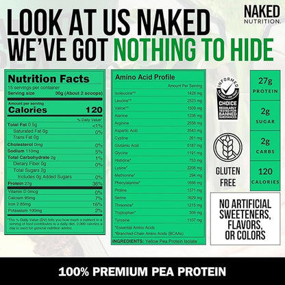 Naked Pea - Pea Protein Isolate - Plant Based, Vegetarian & Vegan Protein. Easy to Digest, Non-GMO
