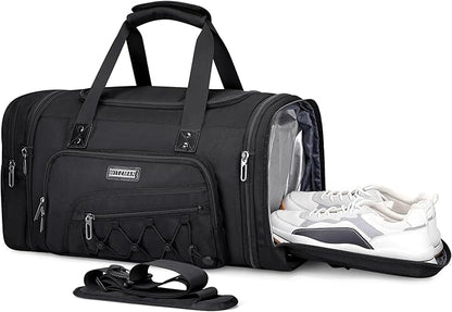 WITZMAN Duffle Bag for Men Nylon Large Gym Weekender Bag with Shoe Compartment Expandable Carry on