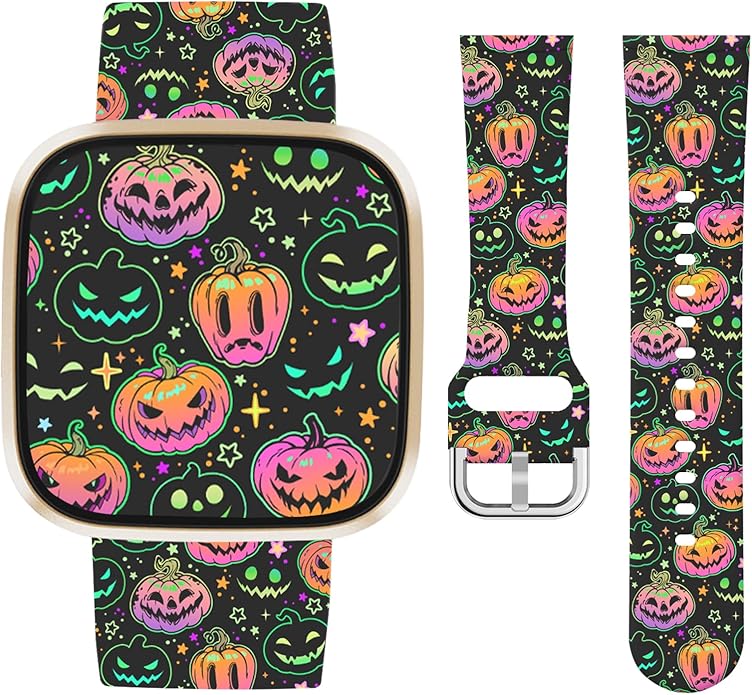 Watbro Halloween Holiday Band Compatible with Fitbit Versa 3 / Sense/Fitbit Versa 4 / Sense 2 Bands