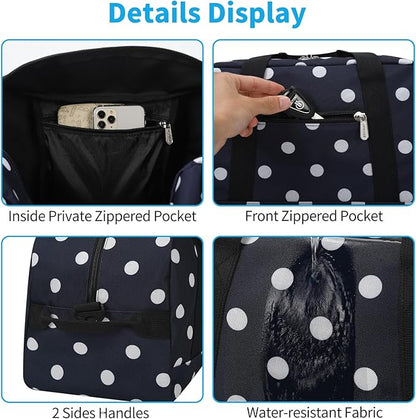 Small Gym Bag 14 inch lightweight Carry On Mini Duffel Bag for Travel Sport - Polka Dot Blue