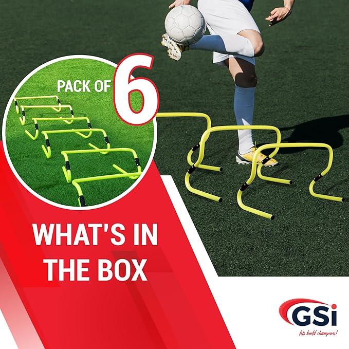 GSi Dual Height Agility Hurdle Pack of 6 – Adjustable 6" & 12" Training Hurdles for Sports