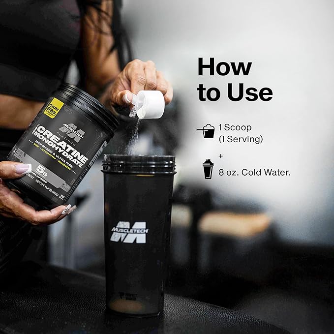 Muscletech Creatine Monohydrate Powder, Platinum Pure - Unflavored Micronized Creatine for Men &