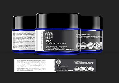 C60 Complete Skin Care Solution - Anti Aging Moisturizer, Mask, Eye Cream and Serum with Carbon 60