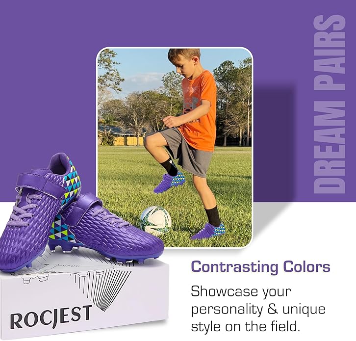 Soccer Cleats for Kids & Youth | Lightweight Football Shoes for Firm Ground | Durable Girls & Boys