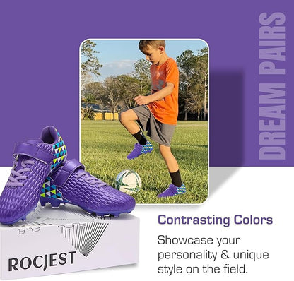 Soccer Cleats for Kids & Youth | Lightweight Football Shoes for Firm Ground | Durable Girls & Boys