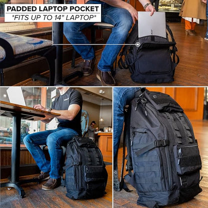 SERIOUS STEEL FITNESS Tactical Backpack and Gym Bag 1000D Nylon Black