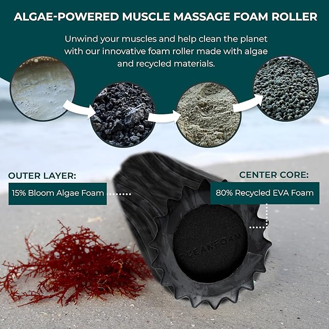 Oceanfoam Ripple Travel Foam Roller (11" x 3.35") Firm Mini Foam Roller for Physical Therapy, Deep