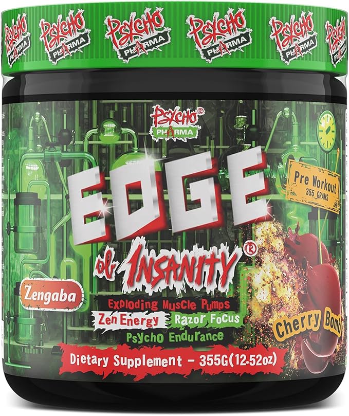 Psycho Pharma Strongest High Stim Preworkout Powder - Edge of Insanity - Most Intense Pre Workout