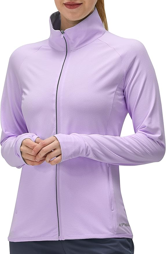 Women's UPF 50+ UV Sun Protection Clothing Long Sleeve Athletic Hiking Shirts Lightweight SPF Zip