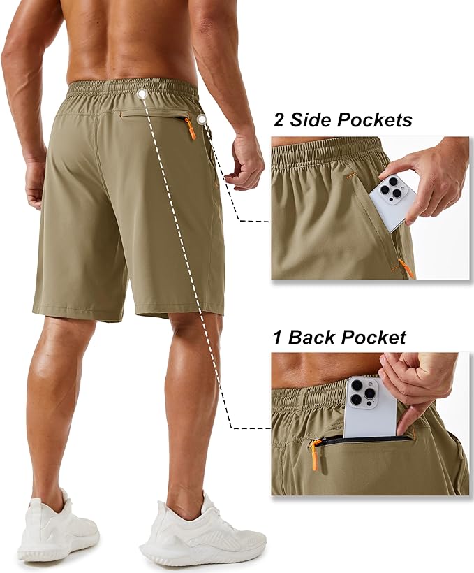 TACVASEN Men's Running Athletic Shorts 9" Quick Dry Workout Gym Shorts Lightweight Summer Shorts 3