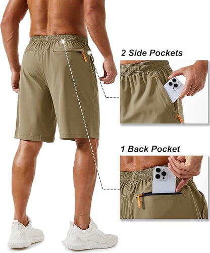 TACVASEN Men's Running Athletic Shorts 9" Quick Dry Workout Gym Shorts Lightweight Summer Shorts 3
