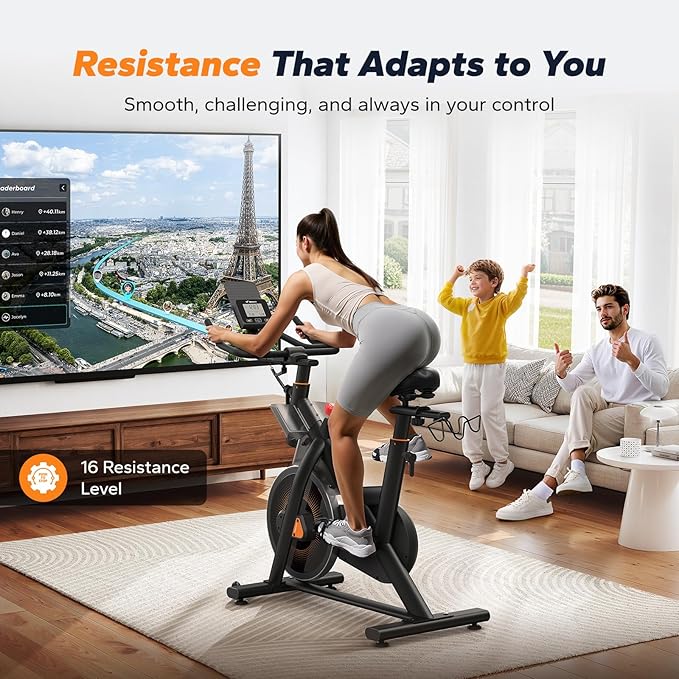 MERACH Magnetic Exercise Bike, Indoor Cycling Bike with Self-Developed App, 350 lbs Weight Capacity