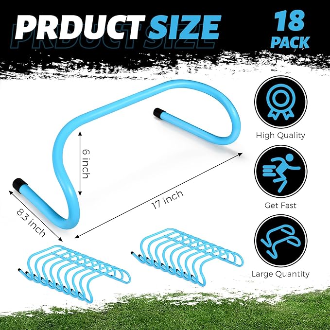 Wettarn 18 Pcs 6" Speed Training Hurdles Durable Agility Training Hurdle Agility Plyometric and All