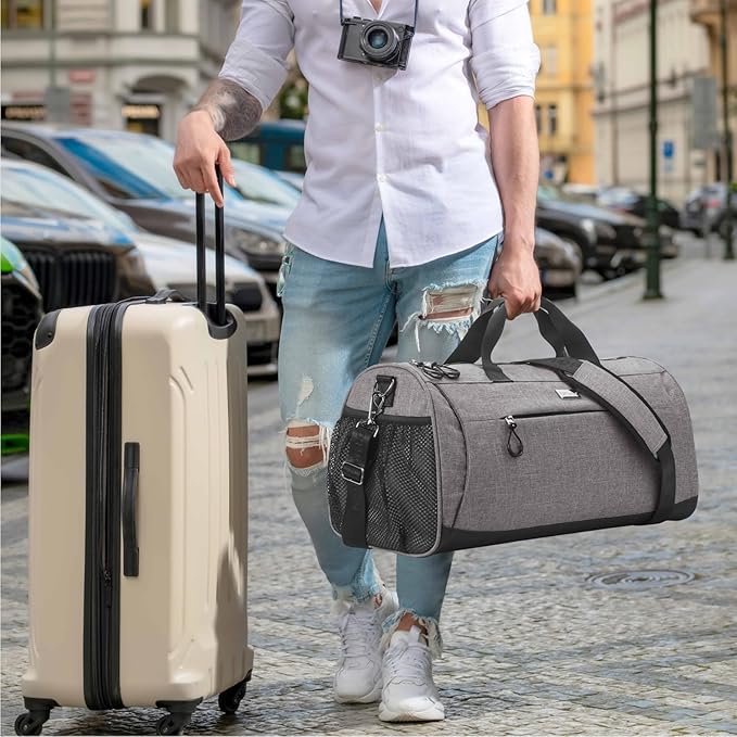 TOPDesign Gym Bag for Women & Men, Unisex Duffel Bag with Shoe Compartment & Wet Pocket for Travel