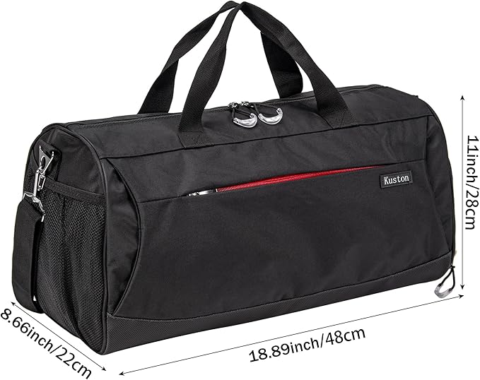 Kuston Sports Gym Bag with Shoes Compartment, Trolley Sleeve and Wet Pocket Gym Duffel Bag