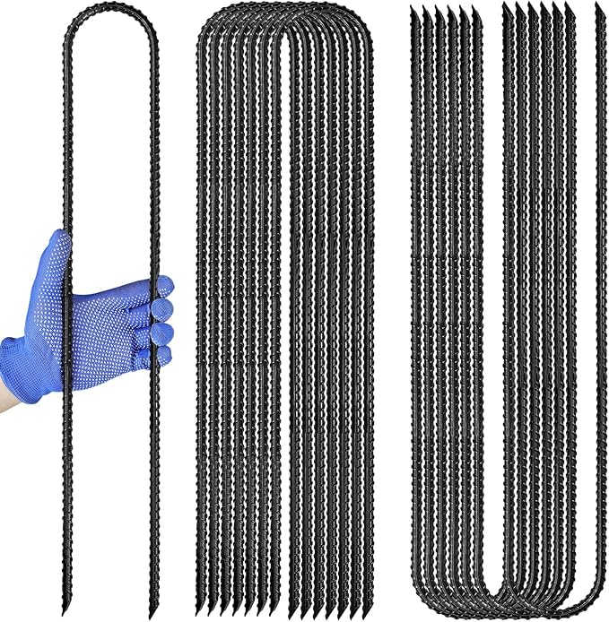 Trampoline Ground Anchors 24-Inch Heavy Duty U Rebar Stakes for Trampoline, Dog Fence, Black