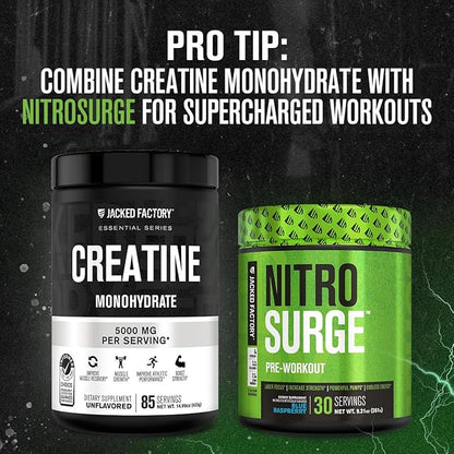 Jacked Factory Creatine Monohydrate Powder 425g - 5g Daily Creatine Supplement for Men and Women