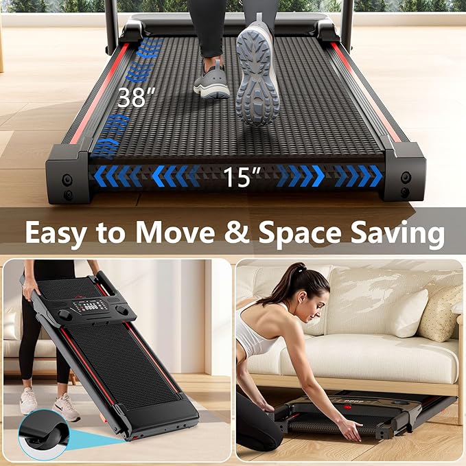 Treadmill with 5% Incline, Walking Pad Treadmill with Handle Bar, Portable Folding Treadmills for