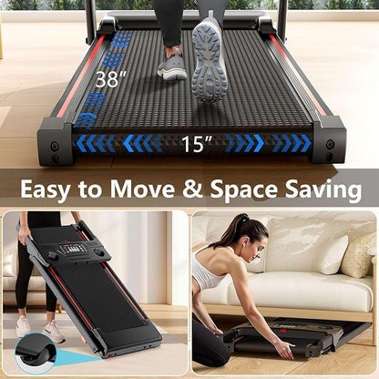 Treadmill with 5% Incline, Walking Pad Treadmill with Handle Bar, Portable Folding Treadmills for