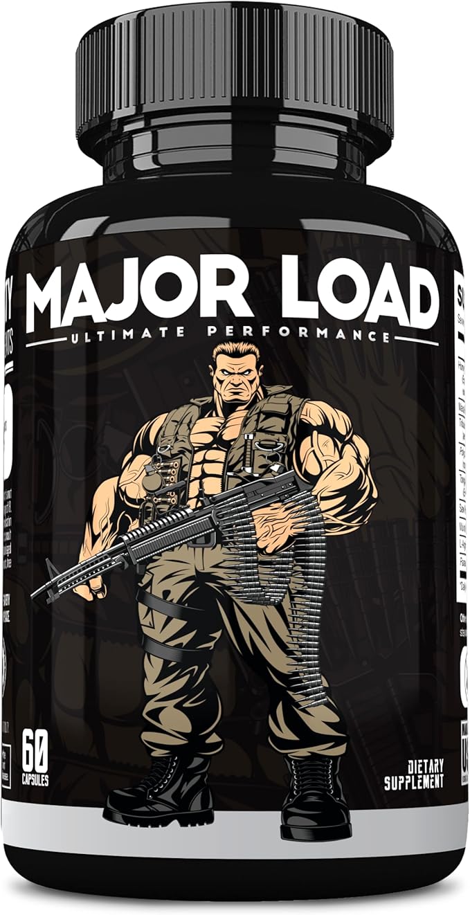 Major Load Testosterone Booster for Men - Testosterone Supplement with Horny Goat Weed, Maca Root