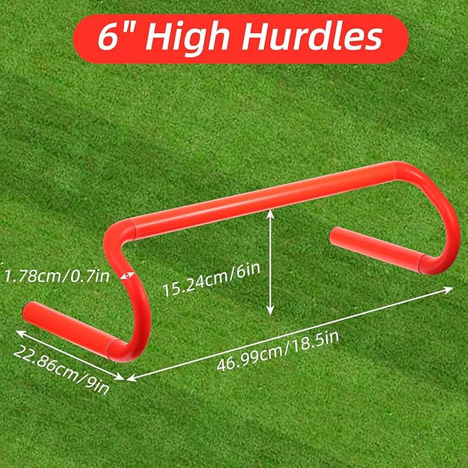 6 Pack Agility Speed Training Hurdles- 6" Detachable Agility Training Hurdles- Sports Practice