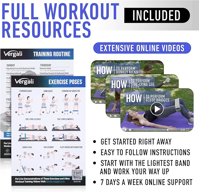 Resistance Bands for Working Out with Workout Bands Guide. 4 Booty Bands for Women Men Fabric
