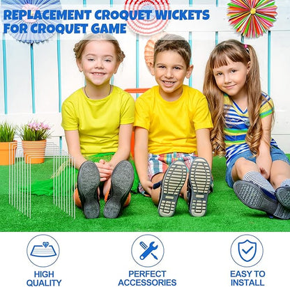Deekin Set of 9 Croquet Wickets Replacement for Croquet Metal Hoops with Galvanized and Plastic