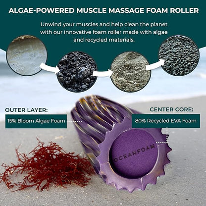 Oceanfoam Ripple Travel Foam Roller (11" x 3.35") Firm Mini Foam Roller for Physical Therapy, Deep