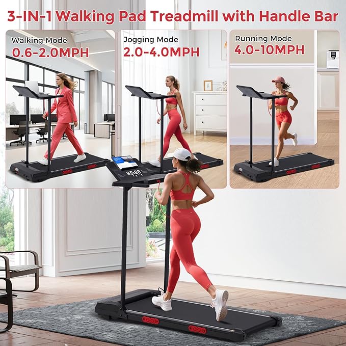 Walking Pad Treadmill with Handles, Folding Foldable Electric Treadmills for Home Small, 3.0HP