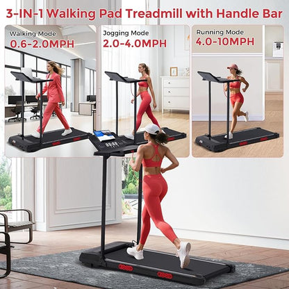 Walking Pad Treadmill with Handles, Folding Foldable Electric Treadmills for Home Small, 3.0HP