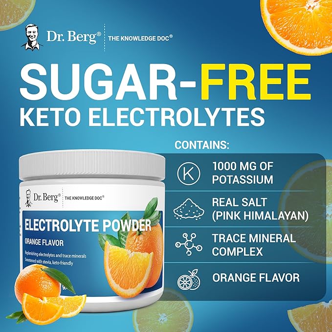 Dr. Berg Zero Sugar Hydration Keto Electrolyte Powder - Enhanced w/ 1000 mg of Potassium & Real
