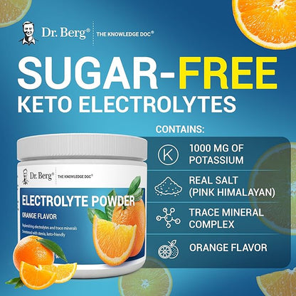 Dr. Berg Zero Sugar Hydration Keto Electrolyte Powder - Enhanced w/ 1000 mg of Potassium & Real